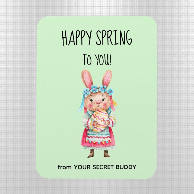 Personalised Secret Buddy Happy Spring Flexible Magnet (Creator Uploaded)