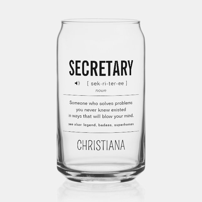 Personalised Secretary Funny Can Glass (Front)