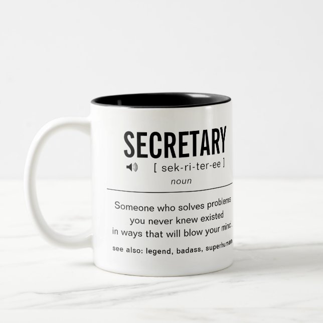 Personalised Secretary Funny Two-Tone Coffee Mug (Left)