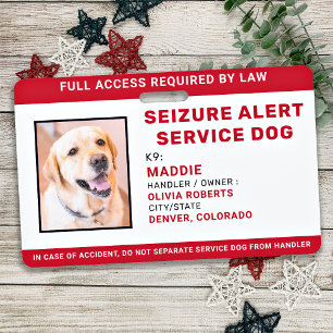 Personalised Seizure Alert Service Dog Photo ID Badge