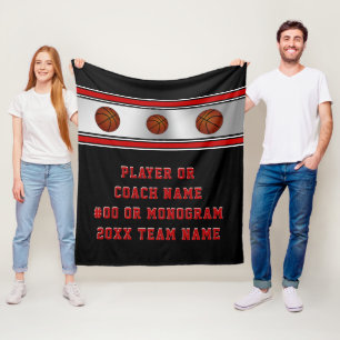 Personalised Senior Basketball Gift Ideas, Black Fleece Blanket