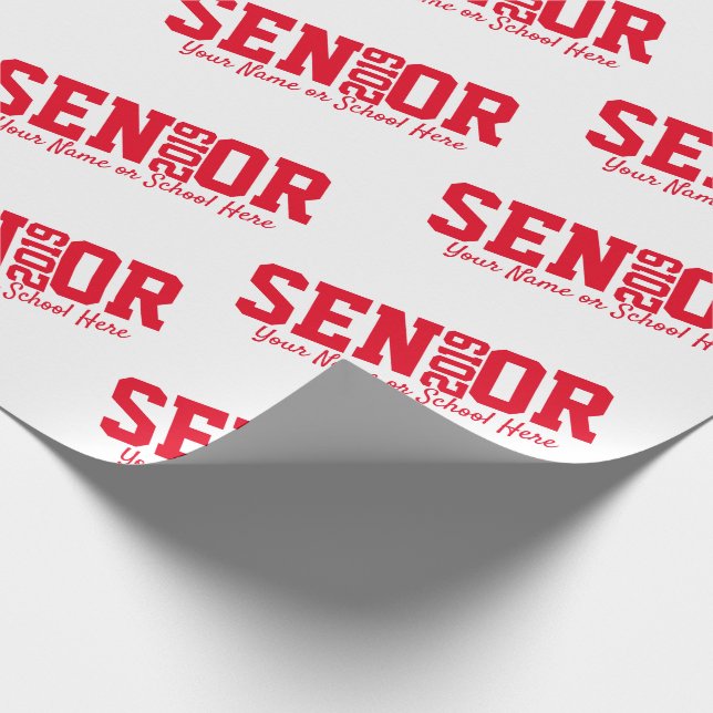 Personalised Senior Block Letter Class of 2019 Red Wrapping Paper (Corner)