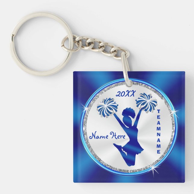 Personalised Senior Cheerleader Gifts, Your Text Key Ring (Front)