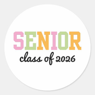 Personalised Senior Classic Round Sticker
