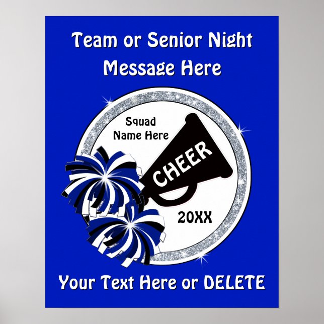 Personalised Senior Night Cheer Posters, Blue Poster (Front)