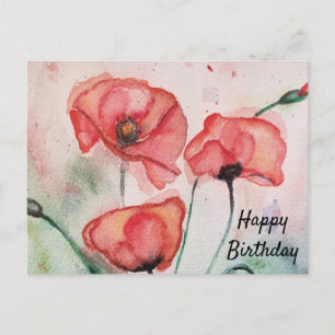 Personalised Sentiment Card Watercolor Poppy