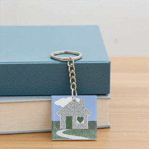 Personalised Sentimental Home Quotes with Heart Key Ring