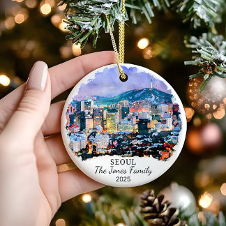 Personalised Seoul Ornament, South Korea Gift Ceramic Ornament