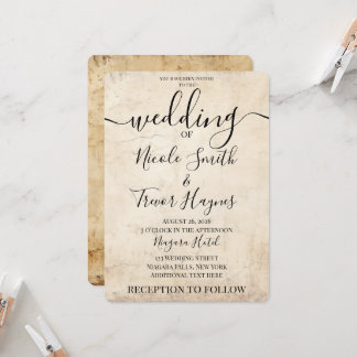 Personalised Sepia Vintage Paper Texture Wedding Invitation