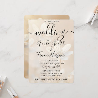 Personalised Sepia White Flowers Wedding Invitation