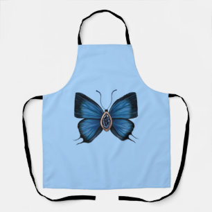 Personalised September Birth Blue Butterfly Apron