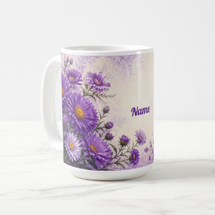 Personalised September Birth Flower Aster Coffee Mug