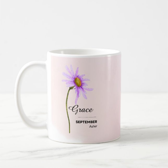 Personalised September Flower Mug (Left)