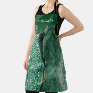 Personalised Sequin Green Agate Apron