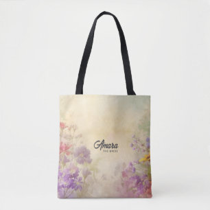 Personalised Serene Vintage Floral Tote Bag