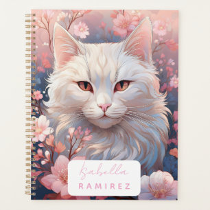 Personalised Serene White Cat Planner with Name