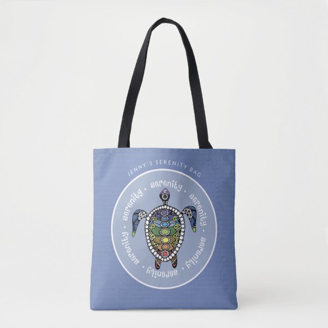 Personalised Serenity Turtle Chakras Tote Bag (Front)