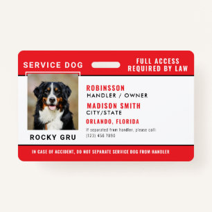 Personalised Service Dog Badge ID Badge