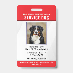 Personalised Service Dog ID Badge