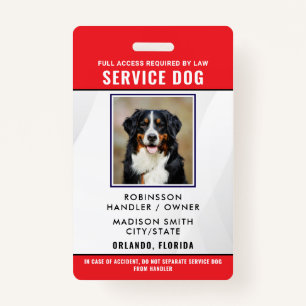 Personalised Service Dog ID Badge