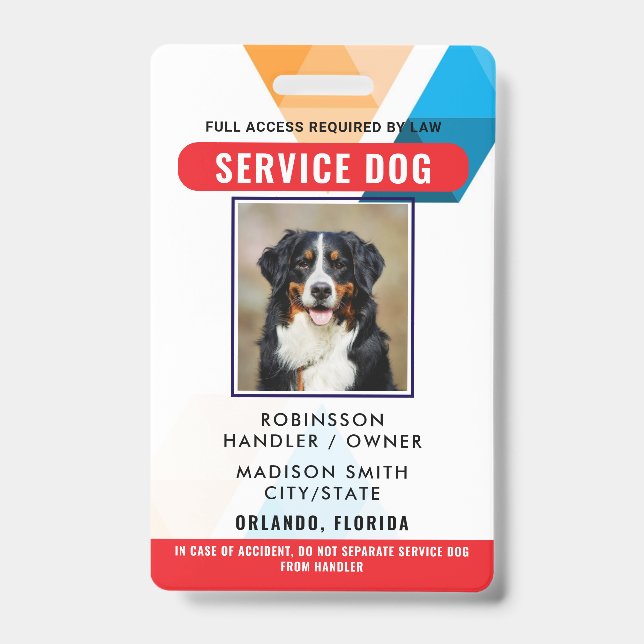 Personalised Service Dog ID Badge (Front)