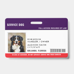 Personalised Service Dog ID Badge