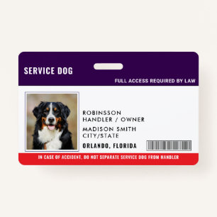 Personalised Service Dog ID Badge