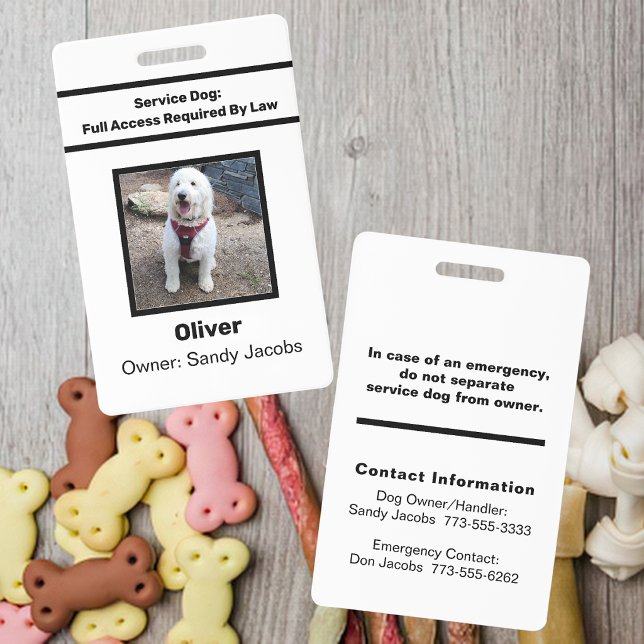 Personalised Service Dog Photo ID Modern Simple  Badge (Creator Uploaded)