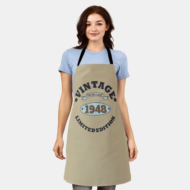 Personalised seventy five vintage 75th birthday apron (Worn)
