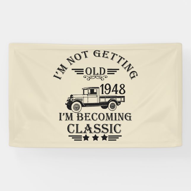 Personalised seventy five vintage 75th birthday banner (Horizontal)