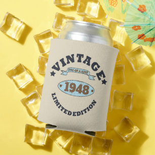 Personalised seventy five vintage 75th birthday can cooler