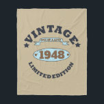 Personalised seventy five vintage 75th birthday fleece blanket<br><div class="desc">Add some originality with this limited edition,  premium-quality,  and unique vintage-looking birthday graphic design featuring cool typography. It's a great gift idea for men,  women,  husbands,  wives,  girlfriends,  and boyfriends who will appreciate this one-of-a-kind piece of art. A fun and memorable holiday gift for your birthday celebration.</div>