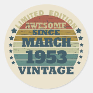 Personalised seventy vintage 70th birthday classic round sticker