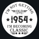 Personalised seventy vintage 70th birthday party classic round sticker<br><div class="desc">Make your birthday special with this unique design. Add a touch of sophisticated elegance to your birthday celebration with our exquisite, one-of-a-kind designs. These graphics bring sophistication and originality to any product, creating a memorable and stylish gift. They are perfect for those who appreciate a touch of timeless glamour on...</div>