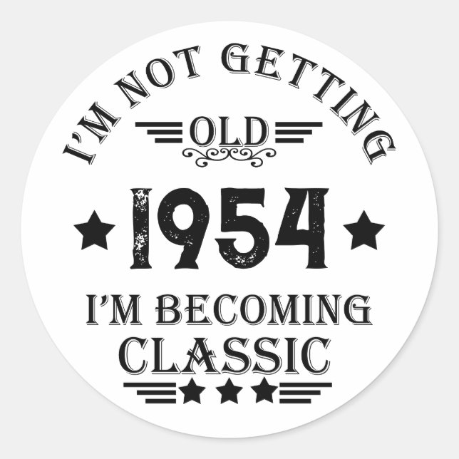 Personalised seventy vintage 70th birthday party classic round sticker (Front)