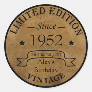 Personalised seventy vintage 70th birthday party classic round sticker