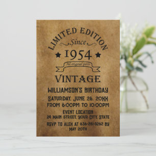 Personalised seventy vintage 70th birthday party invitation