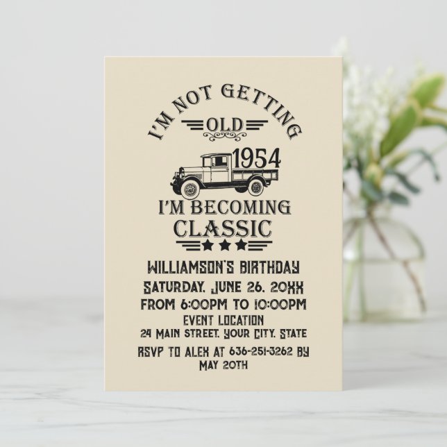 Personalised seventy vintage 70th birthday party invitation (Standing Front)