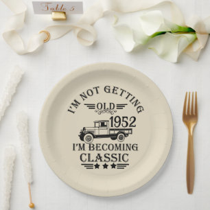 Personalised seventy vintage 70th birthday party paper plate