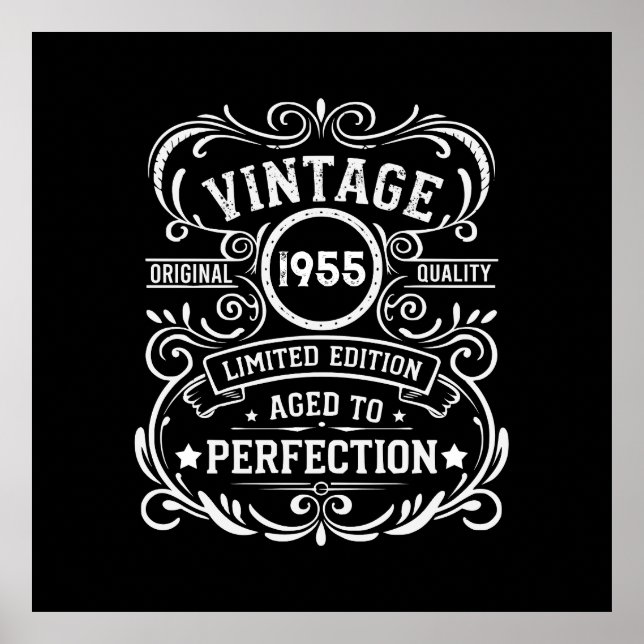 Personalised seventy vintage 70th birthday party poster (Front)