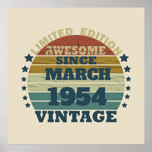 Personalised seventy vintage 70th birthday  poster (Front)