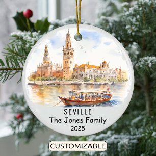 Personalised Seville Ornament, Spain Ceramic Ornament