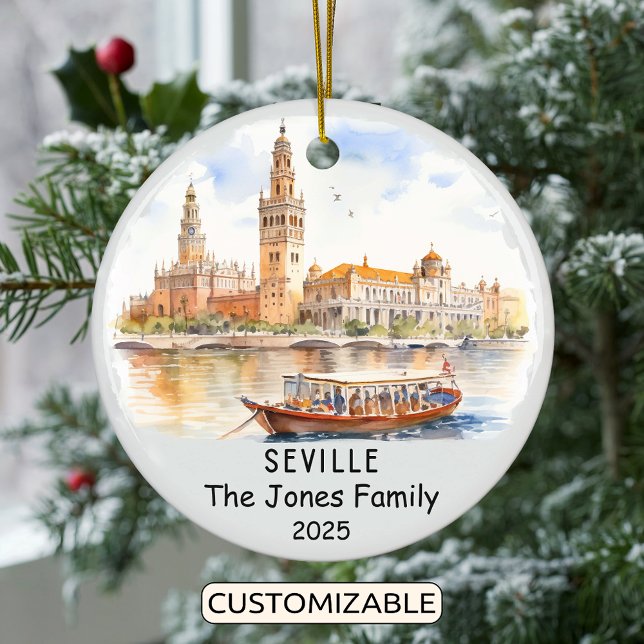 Personalised Seville Ornament, Spain Ceramic Ornament (Creator Uploaded)