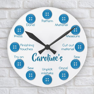 Personalised sewing gift for seamstress funny round clock