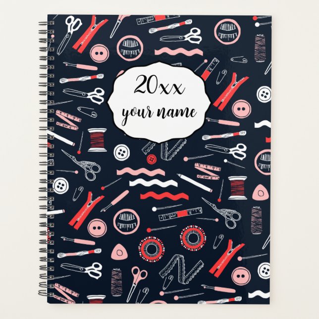 Personalised Sewing Theme Planner Notebook (Front)