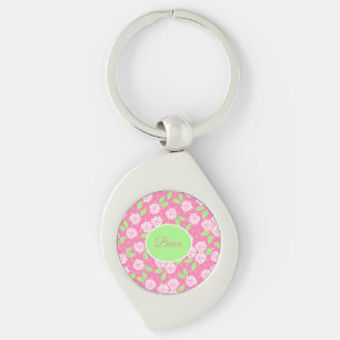 Personalised Shabby Chic Pink Floral Key Ring