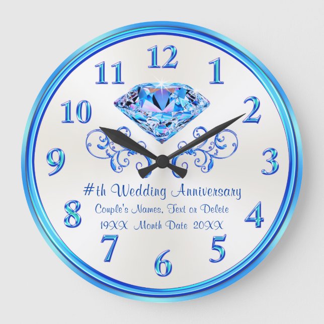 Personalised Shades of Blues Anniversary Clock (Front)