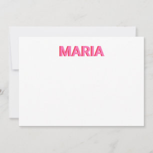 Personalised Shadow Monogram Initial Pink Thank You Card