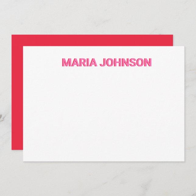 Personalised Shadow Monogram Initial Pink Thank You Card (Front/Back)