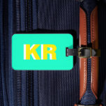 Personalised Shadow Monogram Yellow Teal Luggage Tag<br><div class="desc">A personalised shadow monogram luggage tag. This design features unique colour combinations to set your luggage apart from the others. Customise with your initials in the front and contact information in the back. Luggage tags are a unique and popular gift for friends,  family,  and colleagues.</div>